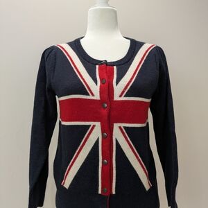 RARE! Union Jack Cardigan Sweater - Navy and Red